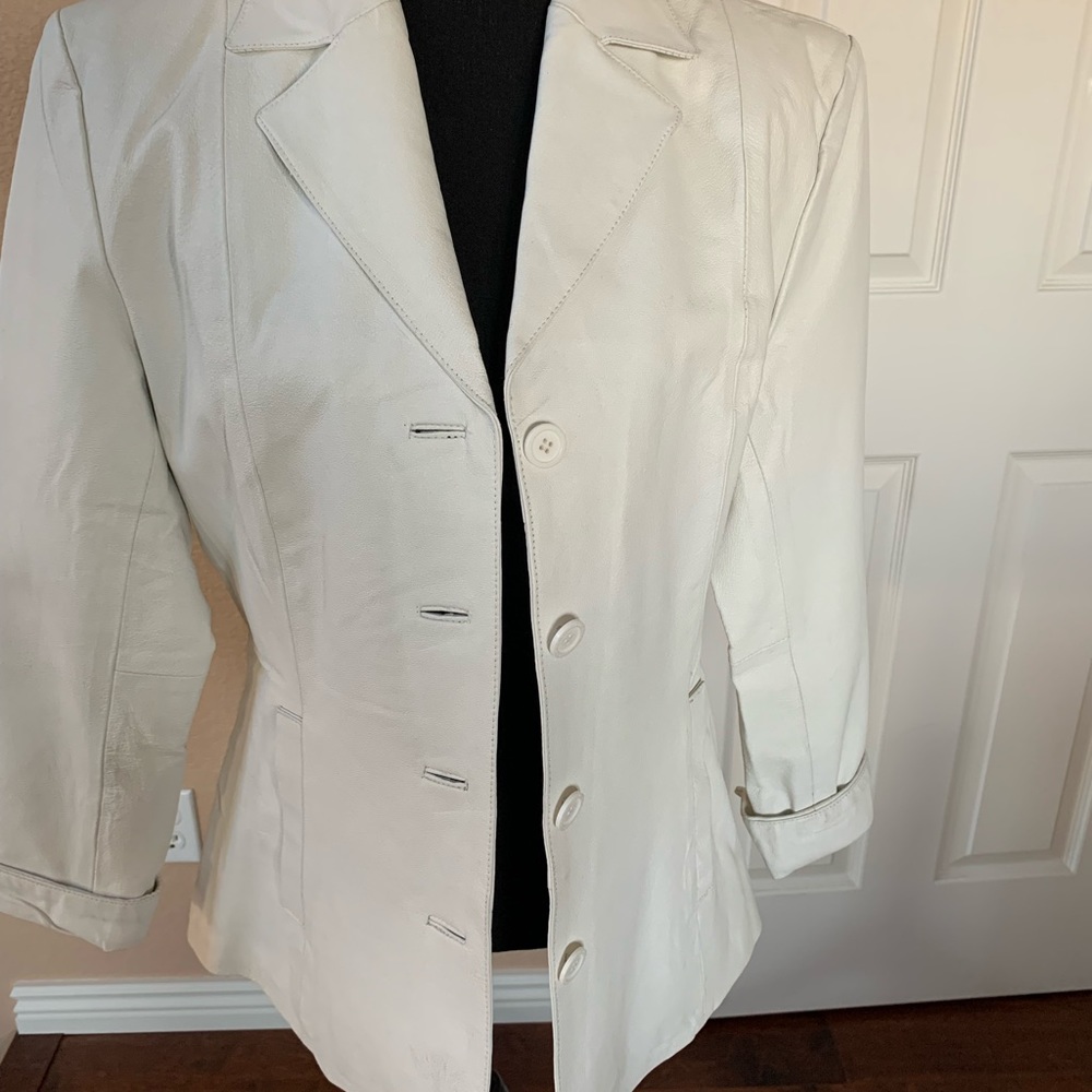 Ciro Citterio White Genuine Leather Blazer